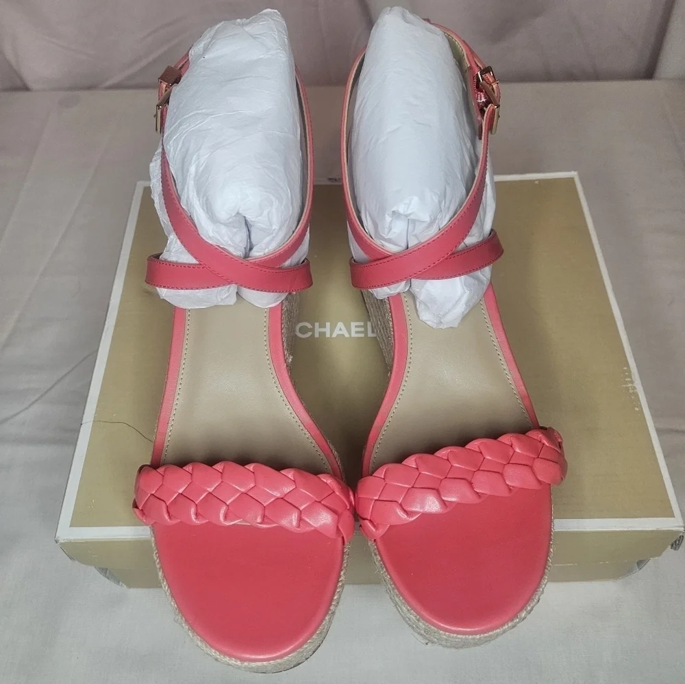MICHAEL Michael Kors Serena Wedge Espadrille Sandals Color Dahlia Retail $145